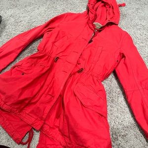 Orange hooded coat with sharpa lining